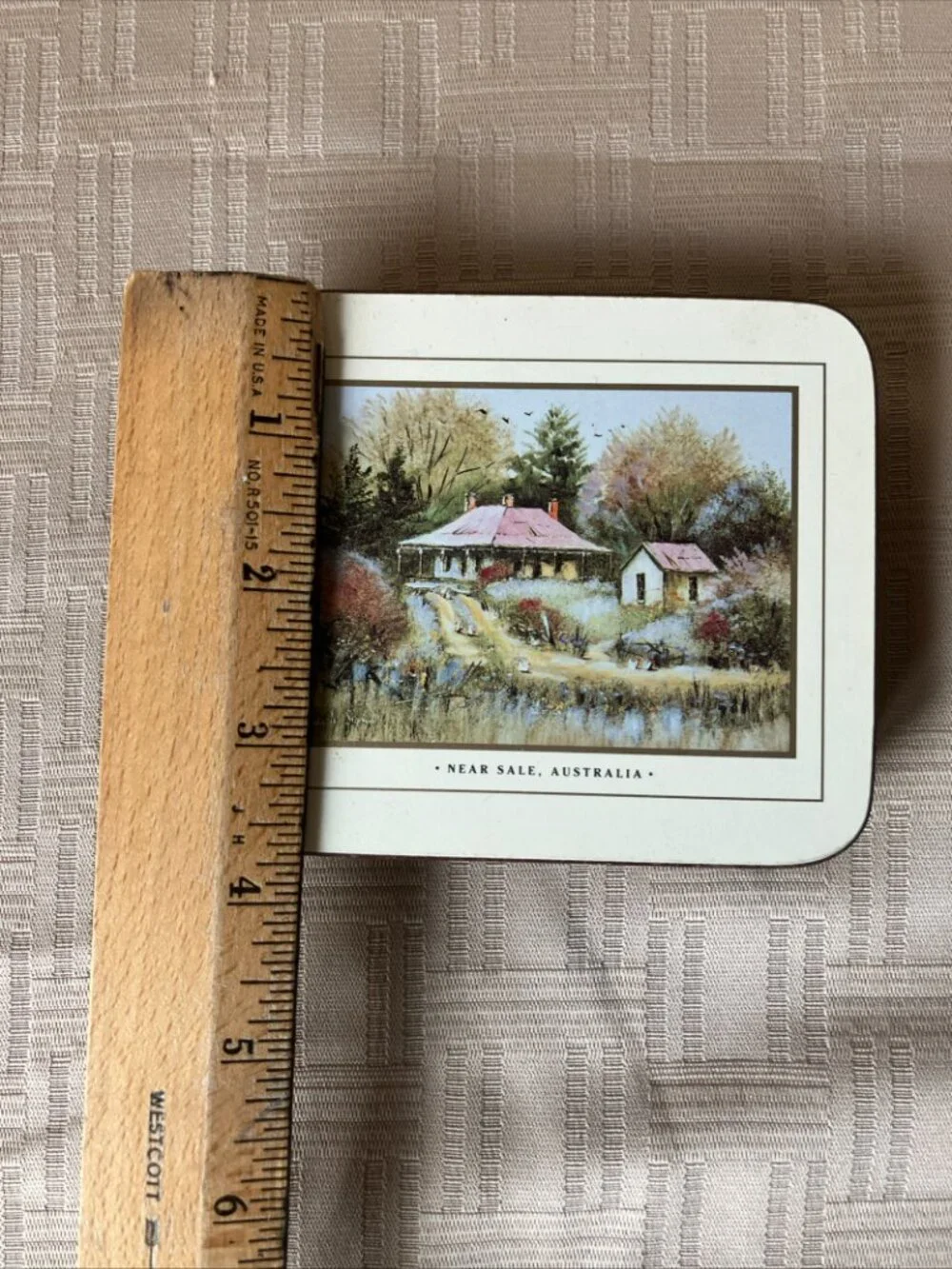 Vintage set of 6 cork-backed coasters Australian brand 